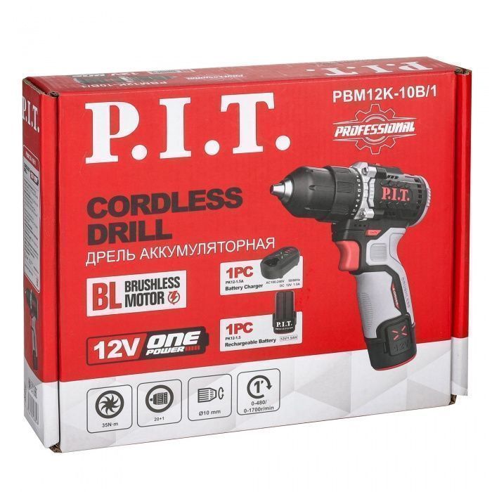 Дрель аккумуляторная P.I.T. PBM12K-10B/1 X-Driver