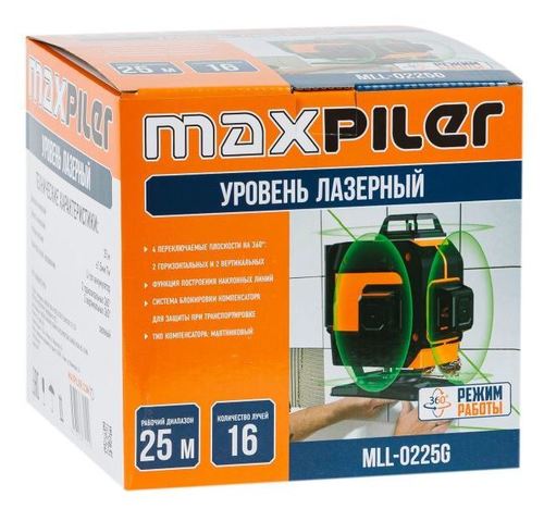 Лазерный линейный уровень MaxPiler MLL-0225G
